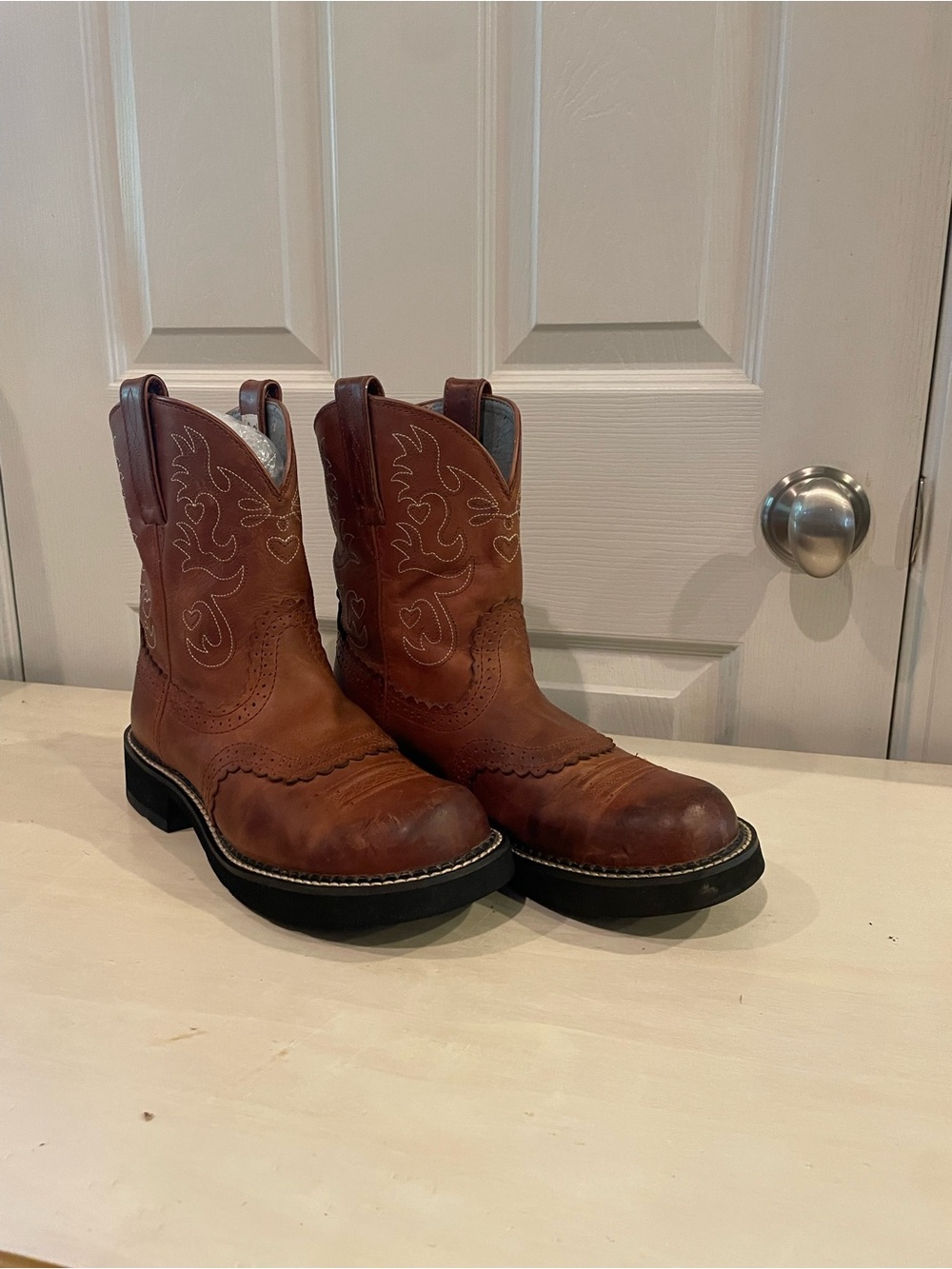 Ariat Brown Leather Western Work Boots